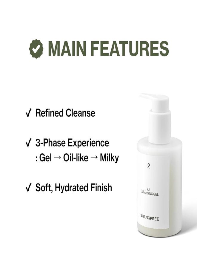 Shangpree AA Cleansing Gel, 3-Phase Cleanser Gel to Oil to Milk, Gentle Deep Cleansing and Hydrating Finish, Removes Makeup, For Sensitive Skin, 200ml / 6.76 fl.oz. - Image 2
